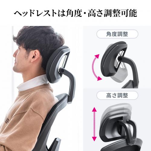 オットマン内蔵 ワークチェア ヘッドレスト ランバーサポートつき 120°リクライニング