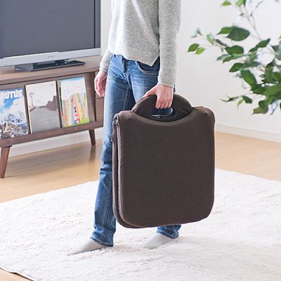 【アウトレット】折りたたみ座椅子 マイクロファイバー素材 14段階リクライニング 持ち手付き ブラウン