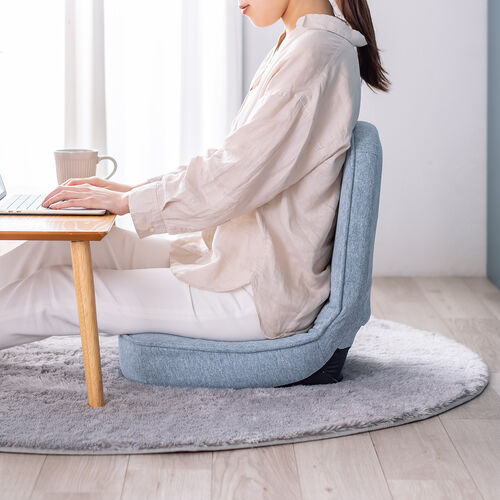 【アウトレット】コンパクト 折りたたみ座椅子 6段階リクライニング ファブリック生地 ブルー