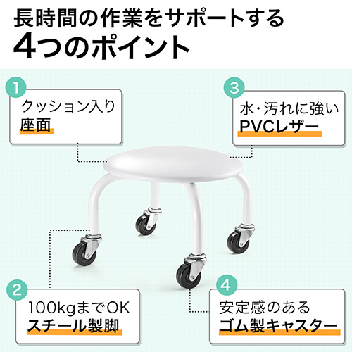 低作業椅子 耐荷重100kg ブラック 