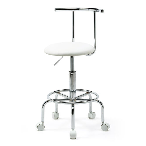 【アウトレット】2WAYキッチンチェア(PUレザー・ナイロンキャスター・アジャスター両対応・回転椅子・ホワイト)