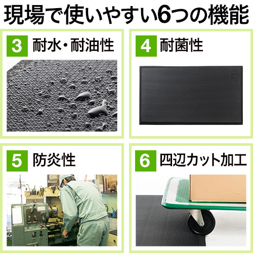 疲労軽減マット 60cm×45cm 立ち仕事 腰痛対策 滑り止め機能 耐水 耐油 耐菌 ブラック