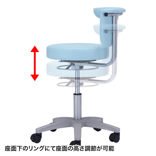 【アウトレット】抗菌チェア(医療向け・背もたれ付き・ブルー)