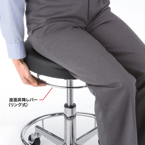 ワークスツール PUレザー クロムメッキ処理フレーム キャスターつき