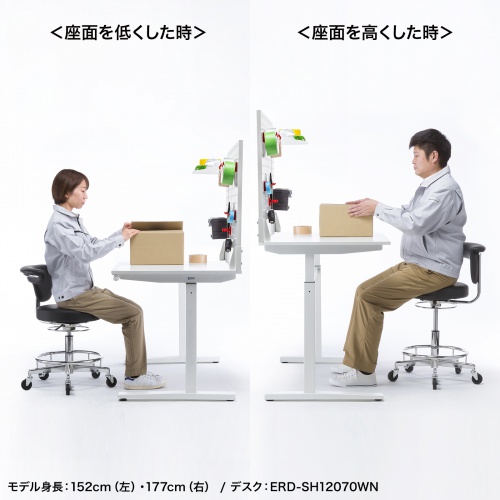ワークスツール PUレザー クロムメッキ処理フレーム キャスターつき