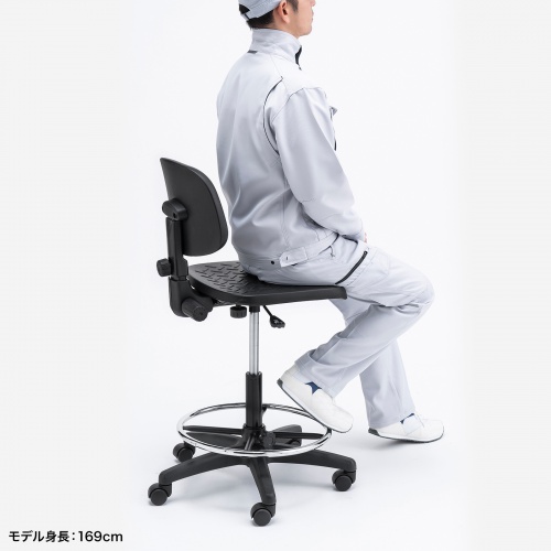 作業用椅子 キャスター付 ワークチェア 作業チェア ポリウレタン一体成型