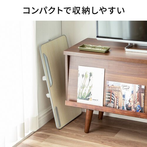 【在庫限り】折りたたみテーブル 幅60cm 高さ 角度調整 完成品 木目調 ホワイト