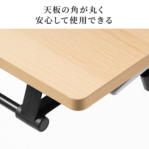 【アウトレット】折りたたみデスク 幅100cm 奥行60cm キャスター 中棚付き 木目 ライトブラウン