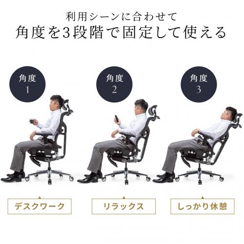 多機能ワークチェア オットマン内蔵 座面スライド ランバーサポート ヘッドレスト付き 4Dアームレスト ブラック