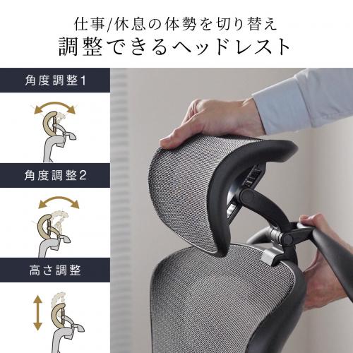 多機能ワークチェア オットマン内蔵 座面スライド ランバーサポート ヘッドレスト付き 4Dアームレスト ブラック