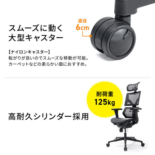 ワークチェア メッシュ背もたれ シンクロロッキング 3段階ロッキング固定 ランバーサポート スライド式座面 3Dアームレスト ヘッドレスト