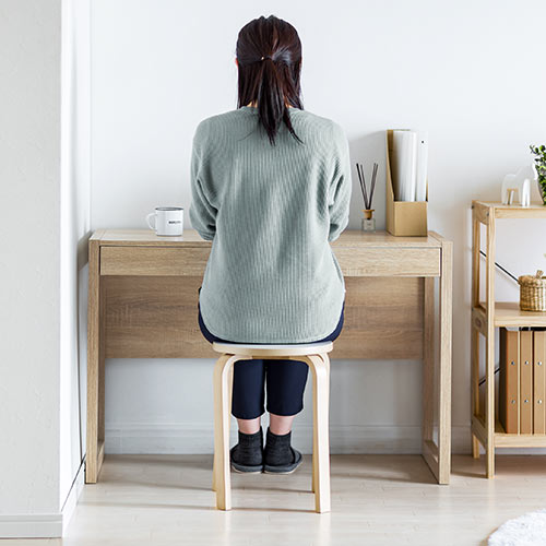 引き出し付きデスク 幅105cm 奥行50cm ライトブラウン