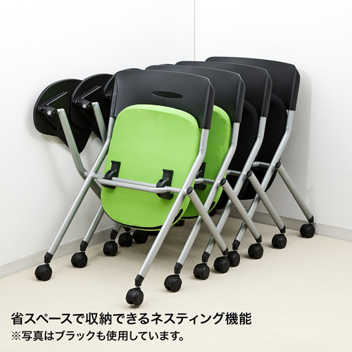 【アウトレット】メモ台付き ミーティングチェア グリーン