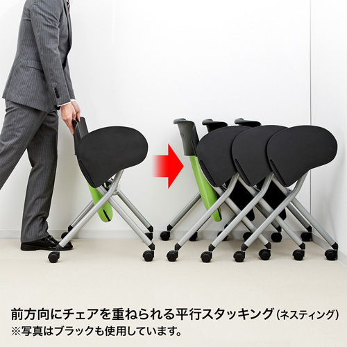 【アウトレット】メモ台付き ミーティングチェア グリーン