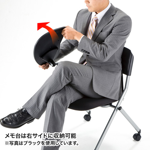 【アウトレット】メモ台付き ミーティングチェア グリーン