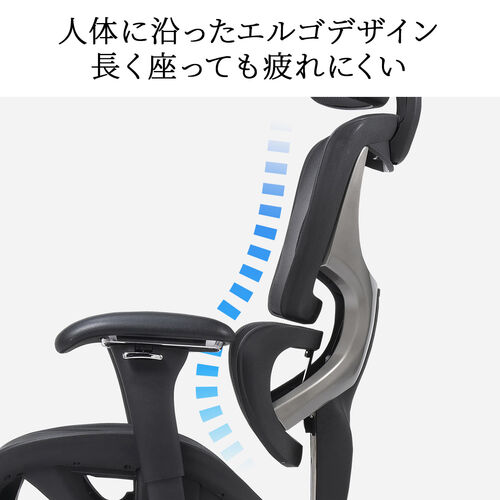 高耐荷重ワークチェア  耐荷重200kg オットマン内蔵 背もたれ上下可動 3Dアームレスト