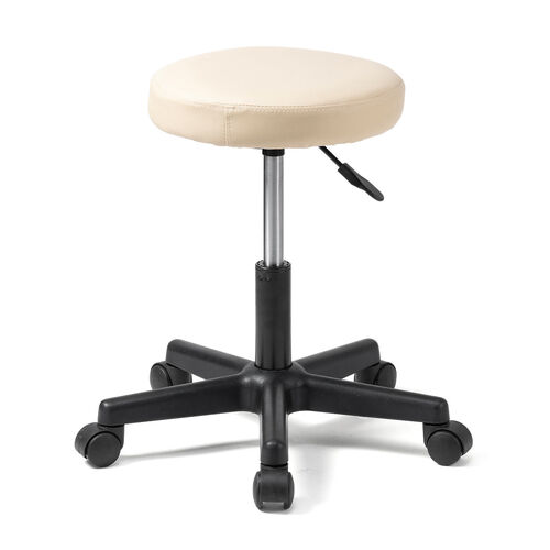 【12/26 16時まで特価】【在庫限り】丸椅子 座面高さ42～54cm PUレザー キャスター付き ベージュ