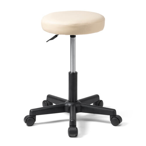 【12/26 16時まで特価】【在庫限り】丸椅子 座面高さ46～58cm PUレザー キャスター付き ベージュ