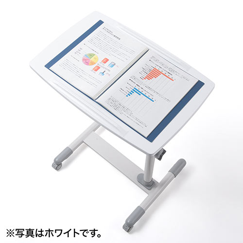 【アウトレット】サイドテーブル 高さ 角度調整機能 キャスターつき ブラック