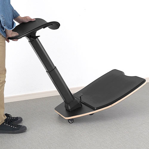 エルゴノミクスチェア 高さ調整 疲労軽減マットつき 耐荷重125kg ブラック