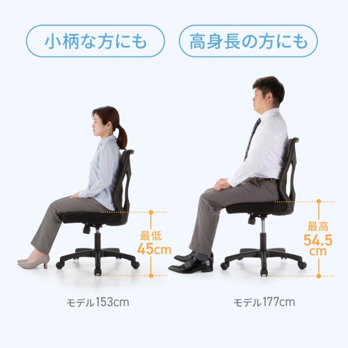 メッシュチェア ミドルバック 高密度ウレタンクッション ロッキング キャスター付き