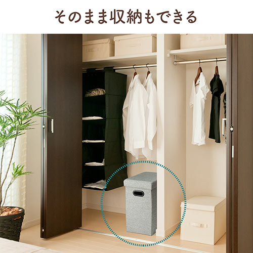 折りたたみ収納スツール 持ち手付き 布張り 耐荷重60kg ブラウン