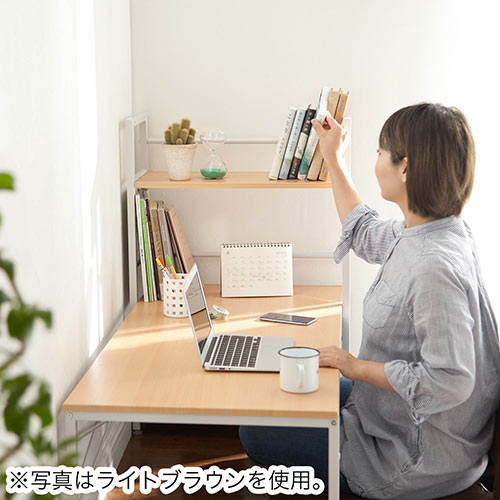収納ラックつき ローデスク 幅120cm ホワイト