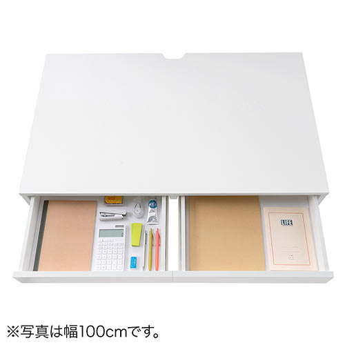 引き出し付きデスク 幅120cm 奥行60cm 高さ72cm ホワイト
