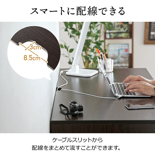 引き出し付きデスク 幅100cm 奥行60cm 高さ72cm ホワイト