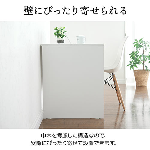 引き出し付きデスク 幅100cm 奥行60cm 高さ72cm ホワイト
