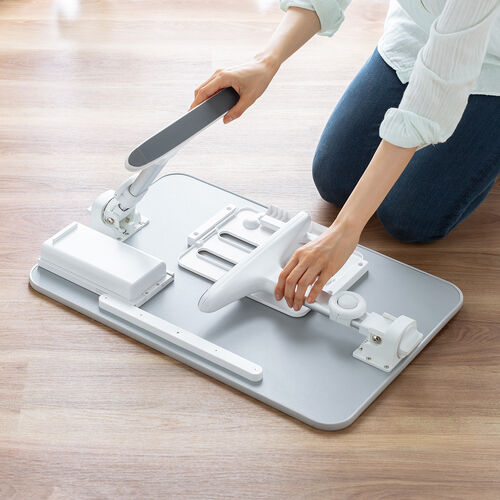 折りたたみテーブル 折りたたみノートパソコンデスク 持ち運びデスク ラップデスク ローテーブル 幅60cm 高さ調整 角度調整対応 組み立て不要 完成品 グレー