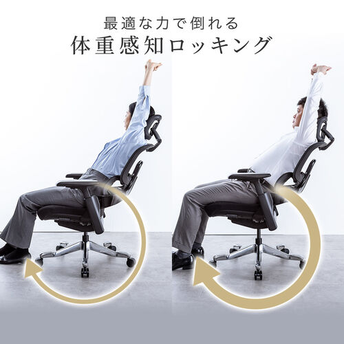 ワークチェア シンクロロッキング 4Dアームレスト 座面スライド式 ウレタンクッション 背もたれ上下調整 上下可動ヘッドレスト ランバーサポート 大型ナイロンキャスター