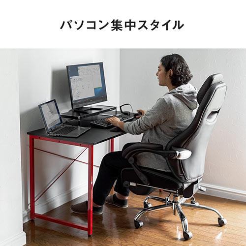【在庫限り】ゲーミングデスク 幅120cm 奥行60cm カーボン調天板 レッドフレーム