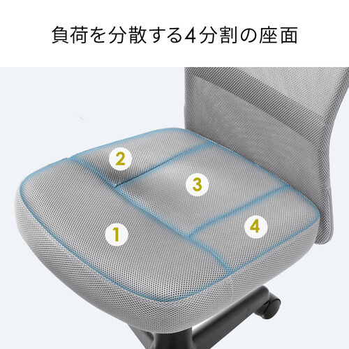 極厚クッション オフィスチェア ミドルバック メッシュ背もたれ グレー