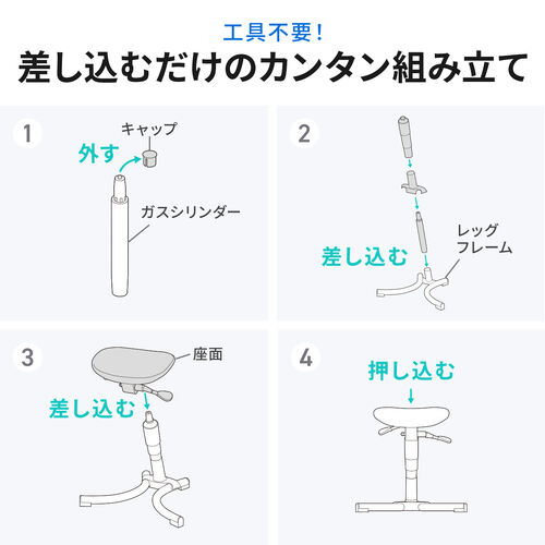 エルゴノミクス ハイスツール 座面 高さ 角度調整つき