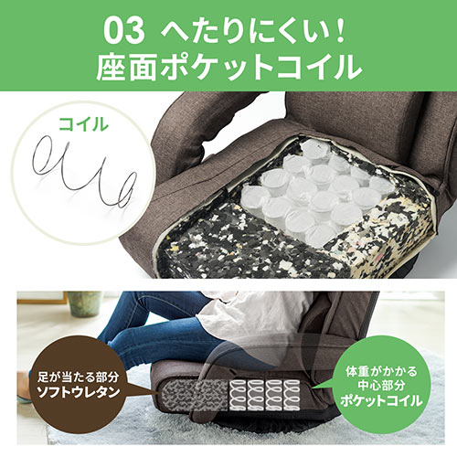 【在庫限り】ポケットコイル 回転座椅子 ハイバック レバー式リクライニング 連動肘掛け ブラック