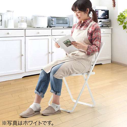 薄型 折りたたみ椅子 おしゃれ フォールディングチェア スタッキング可能 1脚 ブラック