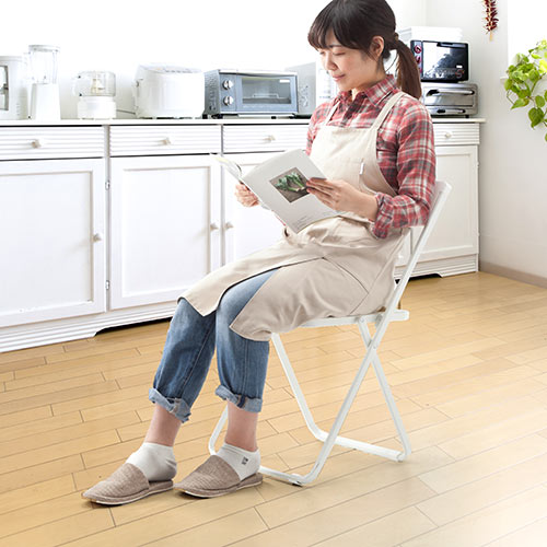 薄型 折りたたみ椅子 おしゃれ フォールディングチェア スタッキング可能 1脚 ホワイト