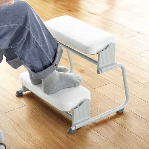 3WAYフットレスト 無段階 角度調整 3段階高さ調整 オットマン デスク用 足置き台 ホワイト