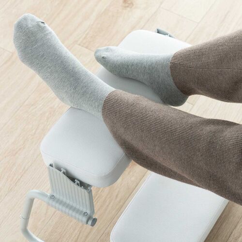 3WAYフットレスト 無段階 角度調整 3段階高さ調整 オットマン デスク用 足置き台 ホワイト