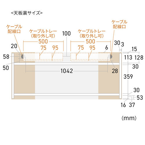 【在庫限り】ワークデスク 2色天板 ケーブルトレー付き 幅140cm 奥行60cm ライトブラウン&ホワイト