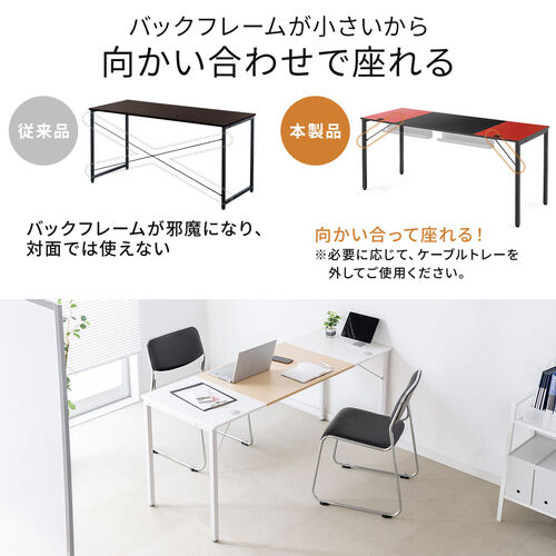 【在庫限り】シンプルワークデスク ミーティングテーブル 2色天板 モニタアーム対応 ケーブルトレー付き 組立簡単 横幅160cm 奥行60cm