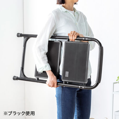 脚立 踏み台 折りたたみ 滑り止め付き 持ち手付き 手すり付き 2段 白
