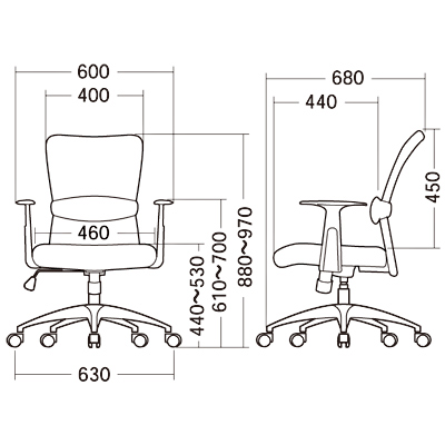 【アウトレット】椅子(メッシュチェア・肘付き・ブラック)