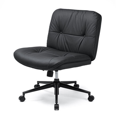 あぐら椅子 幅66cm 幅広座面 PUレザー生地 ロッキング機能 キャスターつき ブラック