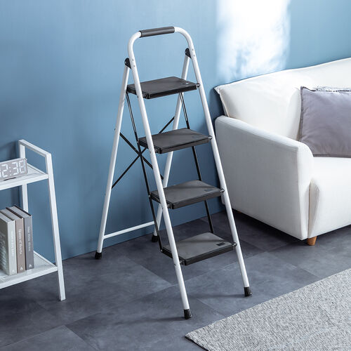 【アウトレット】折りたたみ踏み台 4段 滑り止め 持ち手付き ホワイト