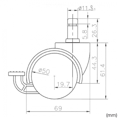 椅子用ナイロンキャスター 手動ストッパー付き 5個入り 1脚分【対応をご確認ください】