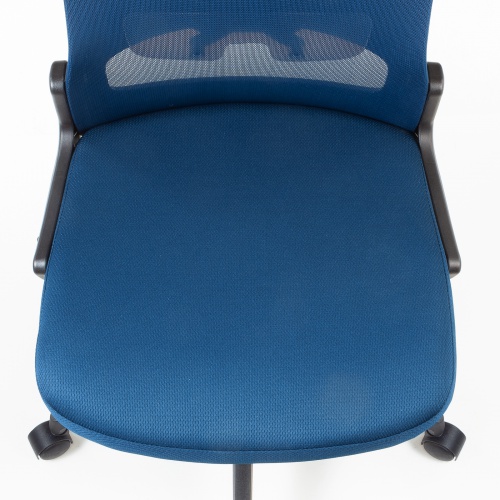 メッシュチェア 背座一体型ロッキング キャスター付き ブルー