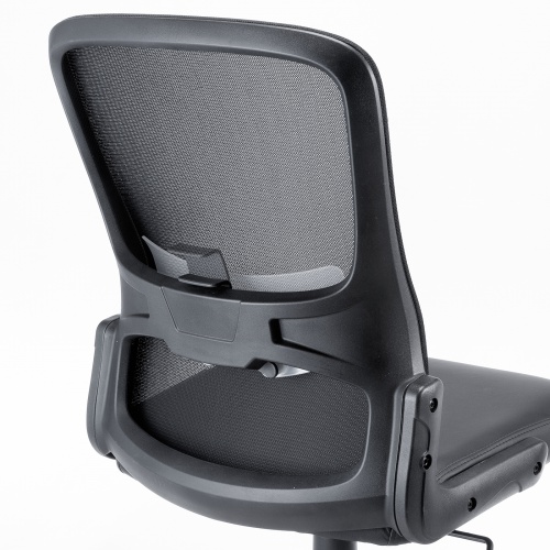 メッシュチェア ビニールレザー座面 背座一体型ロッキング キャスター付き ブラック