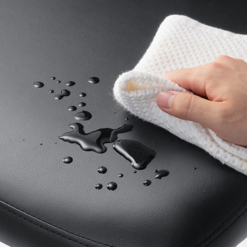 メッシュチェア ビニールレザー座面 背座一体型ロッキング キャスター付き ブラック